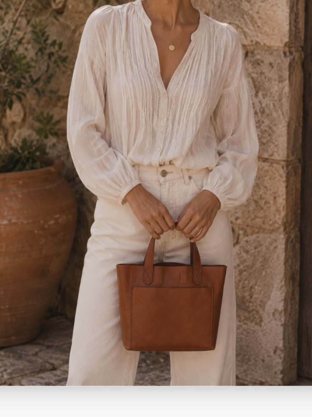 Madewell The Small Transport Tote Cognac Brown Leather Bag Classic Minimalist